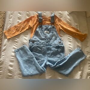 OshKosh B'gosh Light Blue Denim Overalls and long sleeve